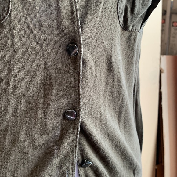 J Crew size S olive green cardigan with silk pockets - Picture 3 of 8
